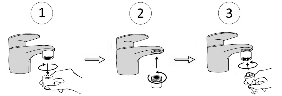 Connection with filter adapter for mounting to the tap.